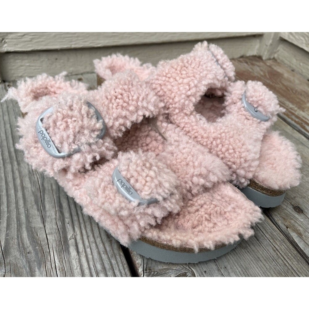 Papillio Birkenstock Arizona Big Buckle Women's 39 US 8 Shearling Slide Sandals - Picture 2 of 13